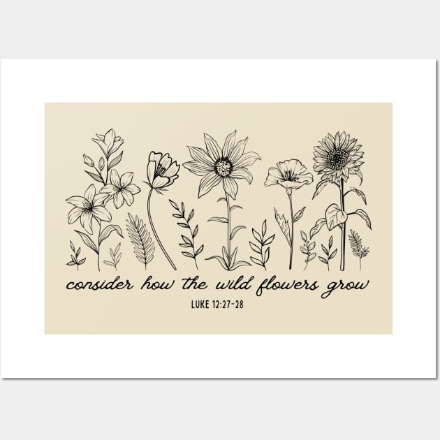 Consider How The Wildflowers Grow - Bible Verse Christian Quote Wall Art by Heavenly Heritage